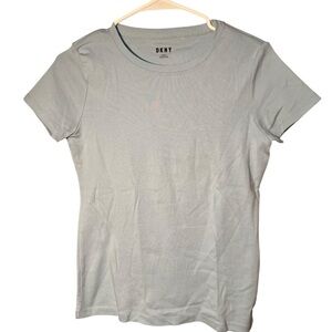 DKNY Crewneck T-Shirt Light Blue Cap Sleeve Organic Cotton S